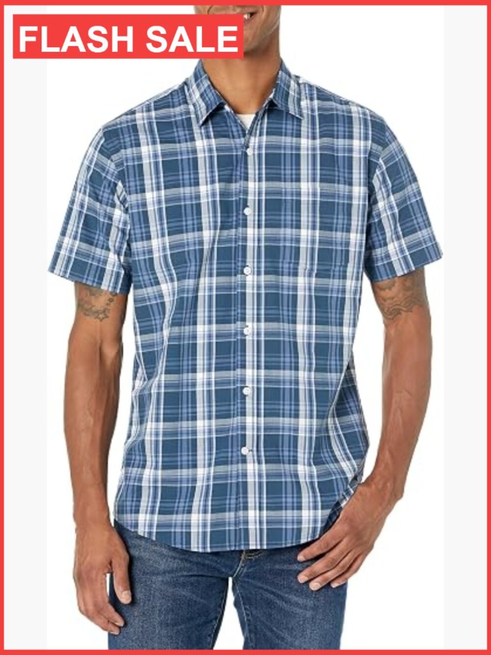 Men's Regular Fit Short Sleeve Button Down Poplin Shirt Cotton Casual